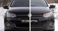 2 059 р. Защитная сетка решетки переднего бампера РА (Highline) Volkswagen Polo 5 хэтчбек дорестайлинг (2009-2015)  с доставкой в г. Омск. Увеличить фотографию 6