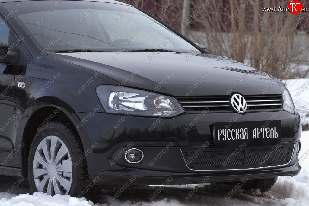 2 059 р. Защитная сетка решетки переднего бампера РА (Highline)  Volkswagen Polo  5 (2009-2015) хэтчбек дорестайлинг  с доставкой в г. Омск