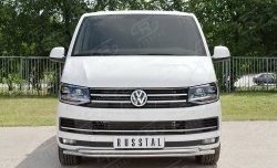 15 649 р. Защита переднего бампера (2 трубыØ42 мм, нержавейка) Russtal Volkswagen Transporter T6 дорестайлинг (2015-2019)  с доставкой в г. Омск. Увеличить фотографию 2