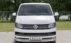 Защита переднего бампера (Ø63 мм, нержавейка) Russtal Volkswagen Transporter T6 дорестайлинг (2015-2019)