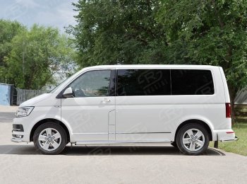 9 899 р. Правая защита порога Russtal из круглой трубы диаметром 63 мм Russtal Volkswagen Caravelle T6 дорестайлинг (2015-2019)  с доставкой в г. Омск. Увеличить фотографию 2