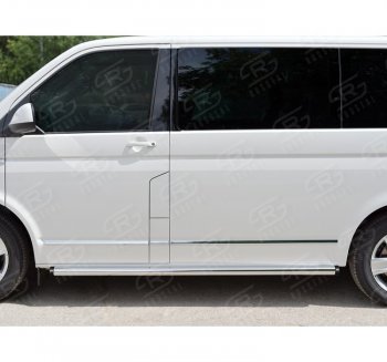 9 899 р. Правая защита порога Russtal из круглой трубы диаметром 63 мм Russtal Volkswagen Caravelle T6 дорестайлинг (2015-2019)  с доставкой в г. Омск. Увеличить фотографию 1