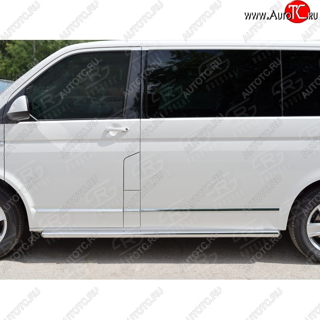 10 849 р. Правая защита порогов Russtal из круглой трубы диаметром 63 мм v3 Volkswagen Caravelle T6 дорестайлинг (2015-2019)  с доставкой в г. Омск