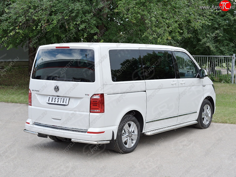 12 699 р. Защита заднего бампера (Ø42 мм, нержавейка, уголки) SLITKOFF  Volkswagen Caravelle  T6 - Transporter  T6  с доставкой в г. Омск