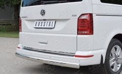 Защита заднего бампера (Ø75x42 мм, нержавейка, длинная база) Russtal Volkswagen Caravelle T6 дорестайлинг (2015-2019)