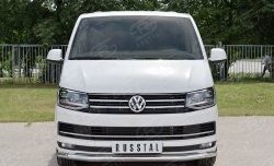 Защита переднего бампера (Ø63 мм, нержавейка, короткая база) Russtal Volkswagen Multivan T6 дорестайлинг (2016-2019)