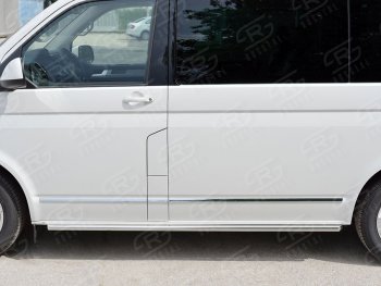 10 599 р. Правая защита порогов SLITKOFF из круглой трубы d63 мм Volkswagen Multivan T6 дорестайлинг (2016-2019)  с доставкой в г. Омск. Увеличить фотографию 2