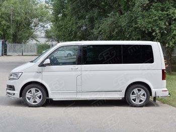 12 699 р. Правая широкая защита порогов SLITKOFF из круглой трубы d63 мм v2  Volkswagen Multivan  T6 - Transporter  T6  с доставкой в г. Омск. Увеличить фотографию 2