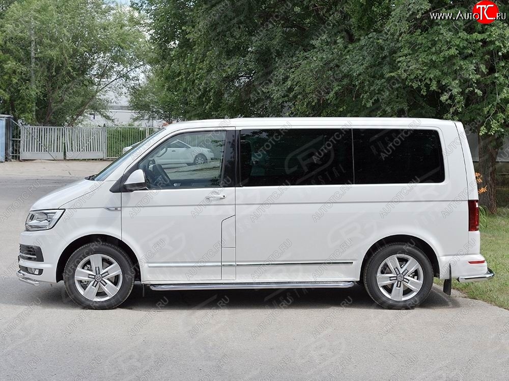 19 999 р. Правая защита порогов SLITKOFF из круглой трубы d63 мм v3  Volkswagen Multivan  T6 - Transporter  T6  с доставкой в г. Омск