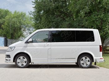 16 299 р. Правая защита порогов SLITKOFF из круглой трубы d63 мм v2  Volkswagen Multivan  T6 - Transporter  T6  с доставкой в г. Омск. Увеличить фотографию 2