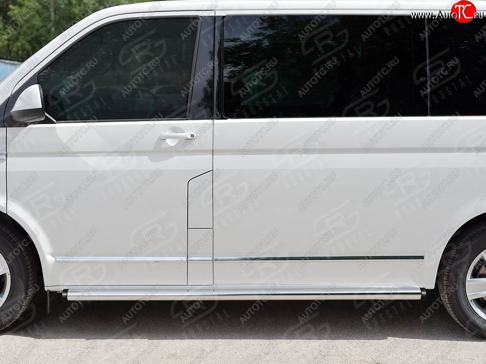 16 299 р. Правая защита порогов SLITKOFF из круглой трубы d63 мм v2  Volkswagen Multivan  T6 - Transporter  T6  с доставкой в г. Омск