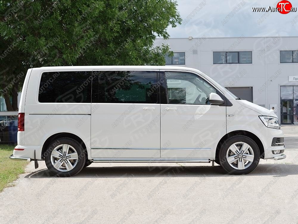 12 749 р. Левая защита порога SLITKOFF из круглой трубы диаметром 63 мм v2 Volkswagen Transporter T6 дорестайлинг (2015-2019)  с доставкой в г. Омск