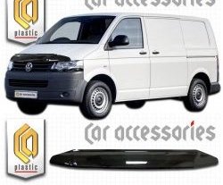 2 479 р. Дефлектор капота CA Plastic  Volkswagen Transporter ( T6,  T6.1) (2015-2024) дорестайлинг, рестайлингпассажирский (Classic черный, Без надписи)  с доставкой в г. Омск. Увеличить фотографию 1