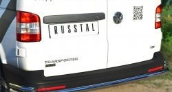 16 949 р. Защита заднего бампера (Ø63 и 42 мм с уголками, нержавейка) SLITKOFF Volkswagen Transporter T5 рестайлинг (2009-2015)  с доставкой в г. Омск. Увеличить фотографию 2