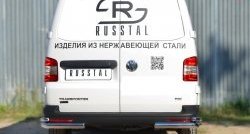 Защита заднего бампера (2 трубы Ø63 и 42 мм уголки, нержавейка) Russtal Volkswagen Caravelle T5 дорестайлинг (2002-2009)