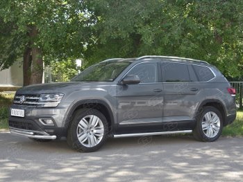 17 699 р. Защита переднего бампера (2 трубы Ø63 и 42 мм, нержавейка) SLITKOFF  Volkswagen Teramont  CA1 (2016-2020) дорестайлинг  с доставкой в г. Омск. Увеличить фотографию 2