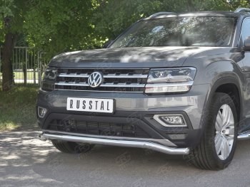 16 599 р. Защита переднего бампера (Ø63 мм волна, нержавейка) SLITKOFF Volkswagen Teramont CA1 дорестайлинг (2016-2020)  с доставкой в г. Омск. Увеличить фотографию 4