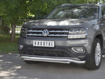 20 999 р. Защита переднего бампера (2 трубы Ø63 и 42 мм, нержавейка) SLITKOFF Volkswagen Teramont CA1 дорестайлинг (2016-2020)  с доставкой в г. Омск. Увеличить фотографию 4