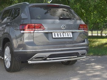 14 799 р. Защита заднего бампера (2 трубы Ø63 и 42 мм, нержавейка) SLITKOFF  Volkswagen Teramont  CA1 (2016-2020) дорестайлинг  с доставкой в г. Омск. Увеличить фотографию 4