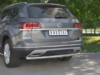 13 399 р. Защита заднего бампера (Ø63 мм, нержавейка) SLITKOFF  Volkswagen Teramont  CA1 (2016-2020) дорестайлинг  с доставкой в г. Омск. Увеличить фотографию 4