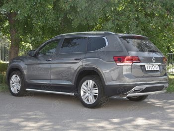 10 649 р. Защита заднего бампера (Ø75х42 мм, нержавейка) Russtal  Volkswagen Teramont  CA1 (2016-2020) дорестайлинг  с доставкой в г. Омск. Увеличить фотографию 2