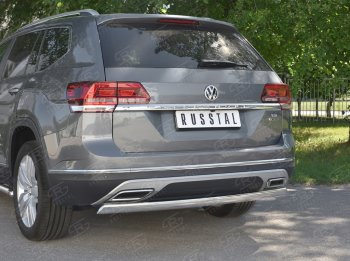 10 649 р. Защита заднего бампера (Ø75х42 мм, нержавейка) Russtal  Volkswagen Teramont  CA1 (2016-2020) дорестайлинг  с доставкой в г. Омск. Увеличить фотографию 4