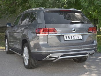 13 399 р. Защита заднего бампера (Ø42 мм волна, нержавейка) SLITKOFF  Volkswagen Teramont  CA1 (2016-2020) дорестайлинг  с доставкой в г. Омск. Увеличить фотографию 4