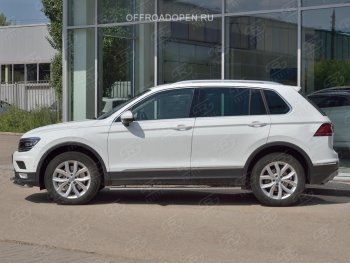 20 749 р. Пороги труба 75х42 овал с проступью Russtal Volkswagen Tiguan Mk2 дорестайлинг (2016-2020)  с доставкой в г. Омск. Увеличить фотографию 4