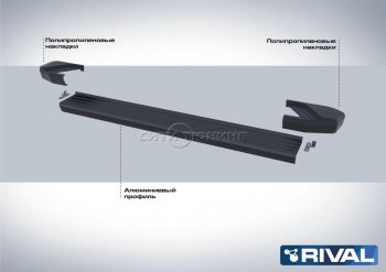 9 499 р. Порожки для ног Rival Volkswagen Tiguan Mk2 рестайлинг (2020-2022) (Чёрные)  с доставкой в г. Омск. Увеличить фотографию 2