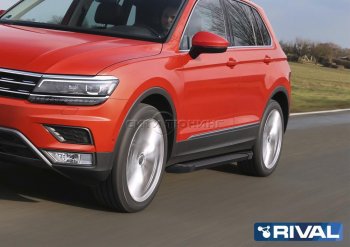 9 499 р. Порожки для ног Rival Volkswagen Tiguan Mk2 рестайлинг (2020-2022) (Чёрные)  с доставкой в г. Омск. Увеличить фотографию 4