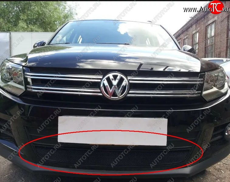 2 699 р. Защитная решётка в воздуховод автомобиля Russtal (черная)  Volkswagen Tiguan  Mk2 (2016-2020) дорестайлинг  с доставкой в г. Омск