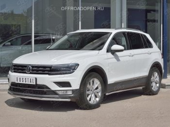 13 649 р. Защита переднего бампера (Ø42 мм, нержавейка, NOT OFF ROAD) SLITKOFF Volkswagen Tiguan Mk2 дорестайлинг (2016-2020)  с доставкой в г. Омск. Увеличить фотографию 3