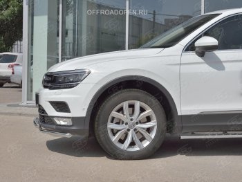 15 549 р. Защита переднего бампера (2 трубы Ø42 мм, нержавейка, NOT OFF ROAD) SLITKOFF  Volkswagen Tiguan  Mk2 (2016-2020) дорестайлинг  с доставкой в г. Омск. Увеличить фотографию 4