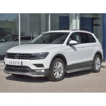 22 499 р. Защита переднего бампера (Ø63 мм волна, нержавейка) SLITKOFF Volkswagen Tiguan Mk2 дорестайлинг (2016-2020)  с доставкой в г. Омск. Увеличить фотографию 3