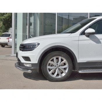 22 499 р. Защита переднего бампера (Ø63 мм волна, нержавейка) SLITKOFF Volkswagen Tiguan Mk2 дорестайлинг (2016-2020)  с доставкой в г. Омск. Увеличить фотографию 4