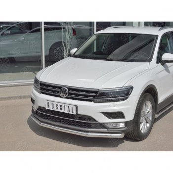 14 099 р. Защита переднего бампера (Ø63 мм, нержавейка, NOT OFF ROAD) SLITKOFF Volkswagen Tiguan Mk2 дорестайлинг (2016-2020)  с доставкой в г. Омск. Увеличить фотографию 2