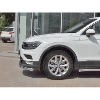 14 099 р. Защита переднего бампера (Ø63 мм, нержавейка, NOT OFF ROAD) SLITKOFF Volkswagen Tiguan Mk2 дорестайлинг (2016-2020)  с доставкой в г. Омск. Увеличить фотографию 4