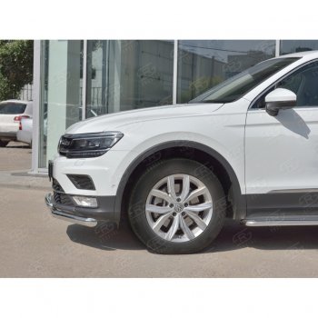 25 949 р. Защита переднего бампера (2 трубы Ø63 и 42 мм, нержавейка) SLITKOFF  Volkswagen Tiguan  Mk2 (2016-2020) дорестайлинг  с доставкой в г. Омск. Увеличить фотографию 4