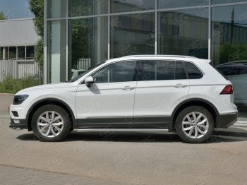 17 599 р. Защита порогов из круглой трубы диаметром 63 мм SLITKOFF v3 Volkswagen Tiguan Mk2 дорестайлинг (2016-2020)  с доставкой в г. Омск. Увеличить фотографию 3