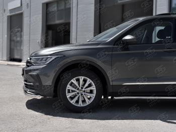 16 599 р. Защита переднего бампера (Ø63 мм, нержавейка, NOT R-LINE) SLITKOFF  Volkswagen Tiguan  Mk2 (2020-2022) рестайлинг  с доставкой в г. Омск. Увеличить фотографию 3