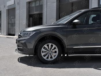 20 799 р. Защита переднего бампера (Ø42 мм волна, нержавейка, NOT R-LINE) SLITKOFF  Volkswagen Tiguan  Mk2 (2020-2022) рестайлинг  с доставкой в г. Омск. Увеличить фотографию 2