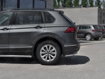 7 649 р. Защита заднего бампера (Ø42 мм уголки, нержавейка, NOT R-LINE) Russtal  Volkswagen Tiguan  Mk2 (2020-2022) рестайлинг (полированная нержавейка)  с доставкой в г. Омск. Увеличить фотографию 3