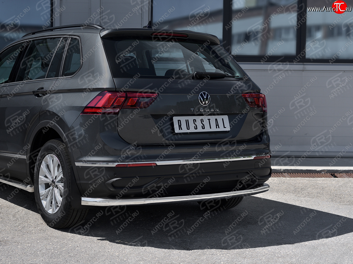 14 399 р. Защита заднего бампера (Ø63 мм, нержавейка, NOT R-LINE) SLITKOFF  Volkswagen Tiguan  Mk2 (2020-2022) рестайлинг  с доставкой в г. Омск