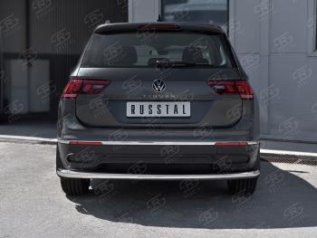 14 399 р. Защита заднего бампера (Ø63 мм, нержавейка, NOT R-LINE) SLITKOFF  Volkswagen Tiguan  Mk2 (2020-2022) рестайлинг  с доставкой в г. Омск. Увеличить фотографию 2