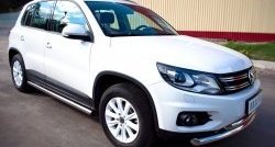 14 849 р. Защита порогов из круглой трубы диаметром 63 мм (Track & Field) Russtal  Volkswagen Tiguan  NF (2011-2017) рестайлинг (Защита порогов с со скосами на торцах (вариант 1))  с доставкой в г. Омск. Увеличить фотографию 8