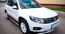 14 849 р. Защита порогов из круглой трубы диаметром 63 мм (Track & Field) Russtal Volkswagen Tiguan NF рестайлинг (2011-2017) (Защита порогов с со скосами на торцах (вариант 1))  с доставкой в г. Омск. Увеличить фотографию 12