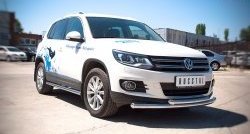 16 249 р. Защита переднего бампера (2 трубыØ63 мм, нержавейка) SLITKOFF  Volkswagen Tiguan  NF (2011-2017) рестайлинг  с доставкой в г. Омск. Увеличить фотографию 3