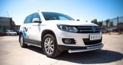 10 849 р. Защита переднего бампера (2 трубыØ76 и 42 мм, нержавейка) Russtal  Volkswagen Tiguan  NF (2011-2017) рестайлинг  с доставкой в г. Омск. Увеличить фотографию 3