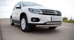 19 999 р. Защита переднего бампера (2 трубыØ75х42 мм, нержавейка) Russtal Volkswagen Tiguan NF рестайлинг (2011-2017)  с доставкой в г. Омск. Увеличить фотографию 2