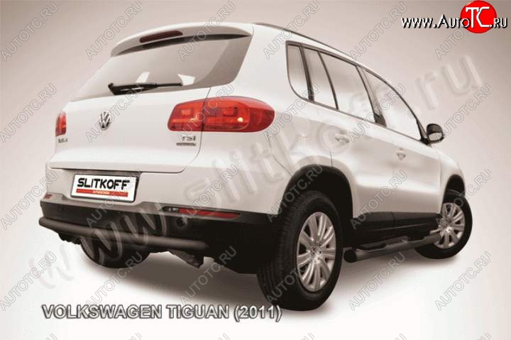 10 299 р. Защита задняя Slitkoff  Volkswagen Tiguan  NF (2011-2017) рестайлинг (Цвет: серебристый)  с доставкой в г. Омск